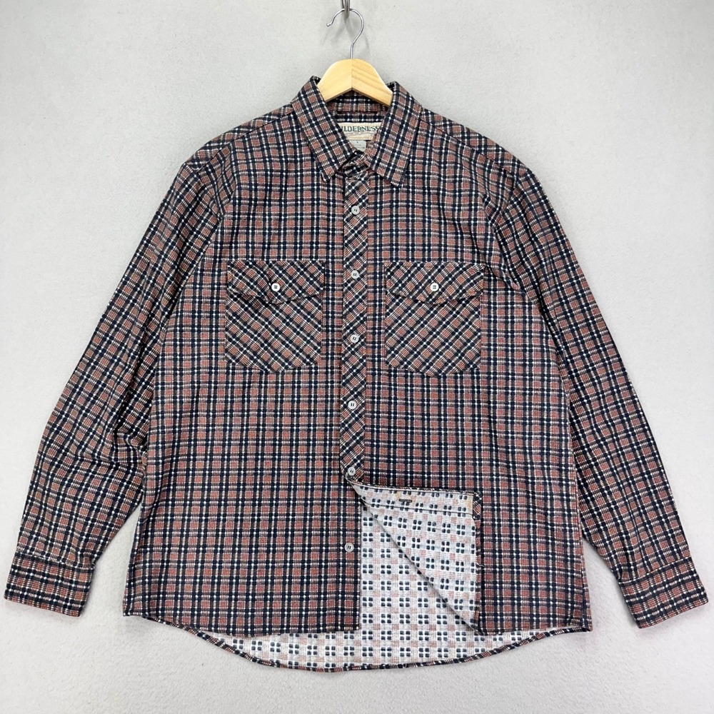 Vintage 80s Flannel Shirt Mens Large Plaid Long Sleeve NOS Deadstock Button Up